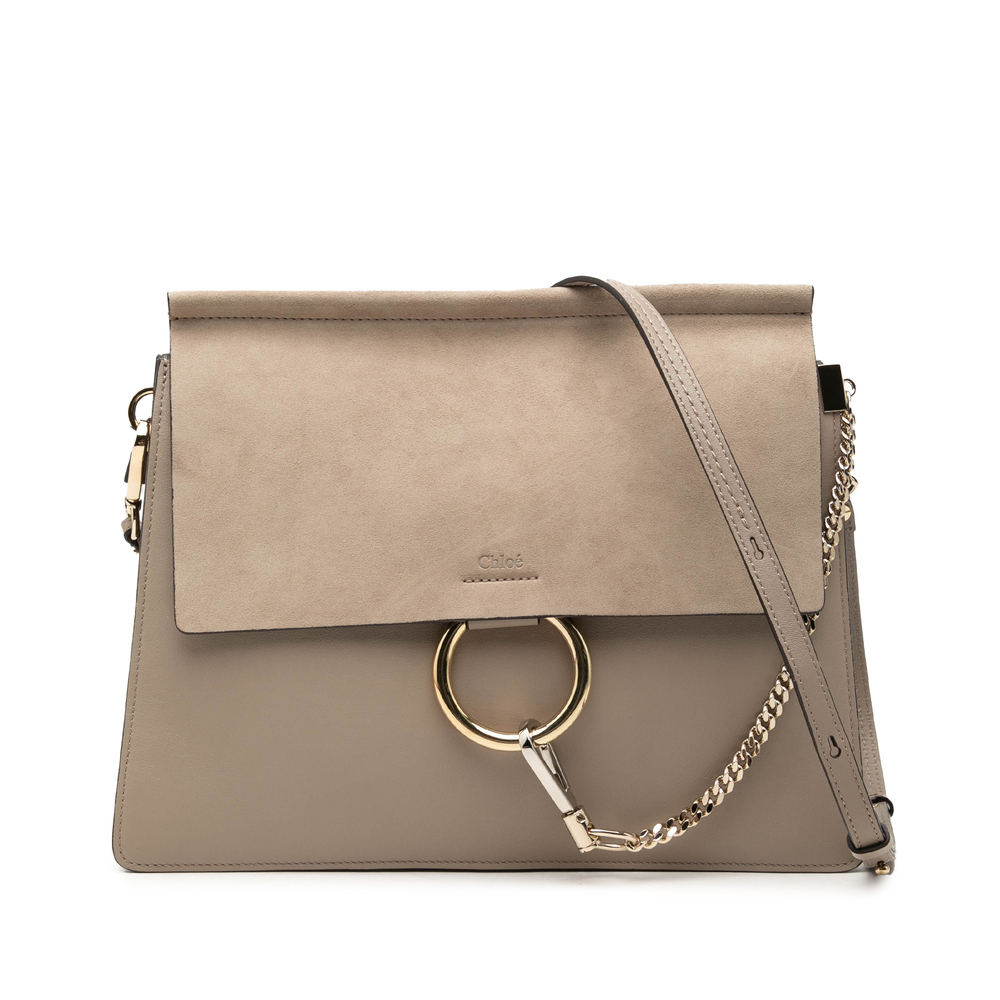 Pre-Loved Chloé Medium Calfskin and Suede Faye Crossbody